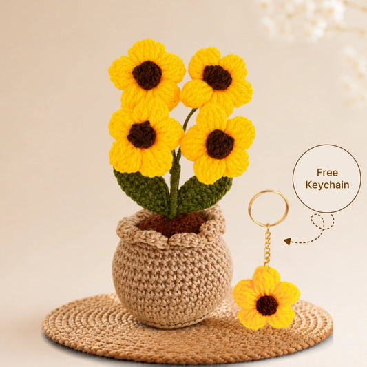 Crochet Sunshine Bloom Pot