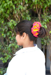 Crochet Hair Scrunchie - Yellow&Pink