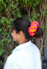 Crochet Hair Scrunchie - Yellow&Pink