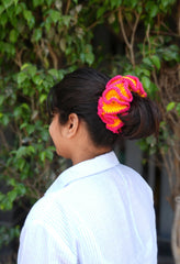 Crochet Hair Scrunchie - Yellow&Pink