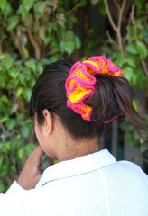 Crochet Hair Scrunchie - Yellow&Pink