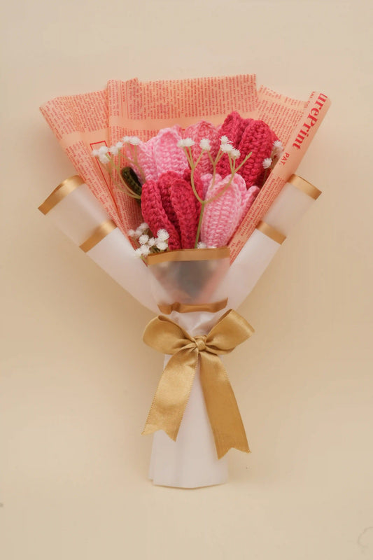 MultiPink Tulips with Baby's Breath
