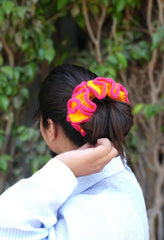 Crochet Hair Scrunchie - Yellow&Pink