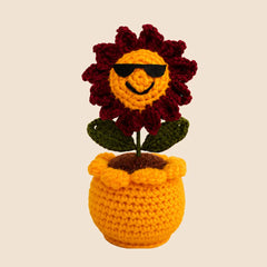 Sunshine Smiley Crochet Flower