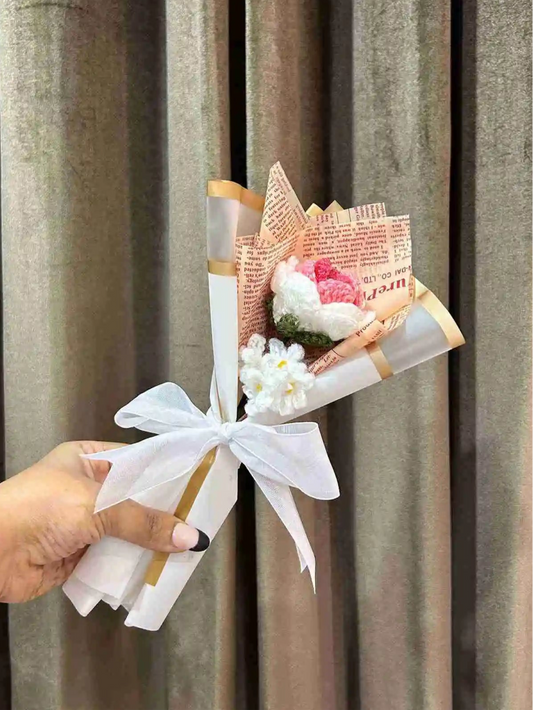 Shaded Pink Rose with Forget-Me-Nots Bouquet