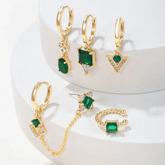 Emerald Glow Piercing Set (in Pair)