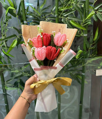 MultiPink Tulips with Baby's Breath