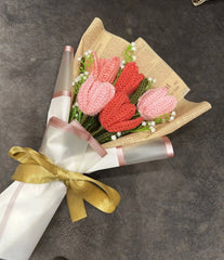 MultiPink Tulips with Baby's Breath