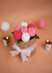 Pink Field of Tulips Basket