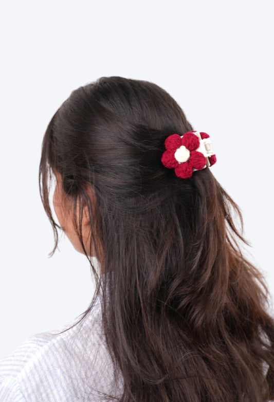 Crochet Hair Small Clutcher - Maroon