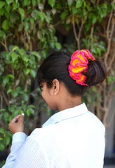 Crochet Hair Scrunchie - Yellow&Pink
