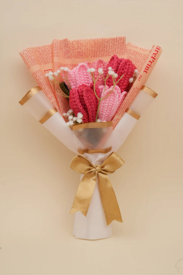 MultiPink Tulips with Baby's Breath