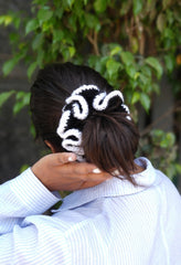 Crochet Hair Scrunchie - B&W
