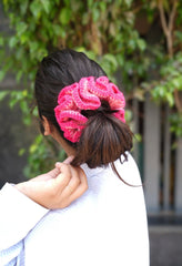 Crochet Hair Scrunchie - Pink