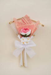Shaded Pink Rose with Forget-Me-Nots Bouquet