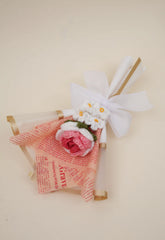 Shaded Pink Rose with Forget-Me-Nots Bouquet
