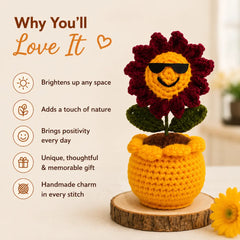 Sunshine Smiley Crochet Flower