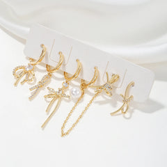 Bows And Pearls Piercing Set (in Pair)