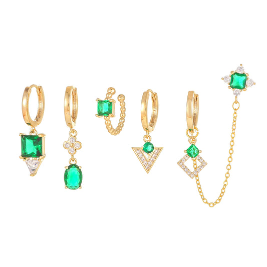 Emerald Glow Piercing Set (in Pair)