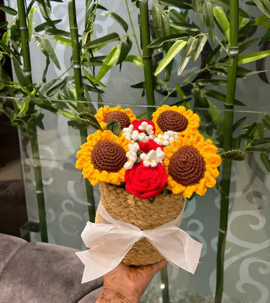 Sunflower rose basket