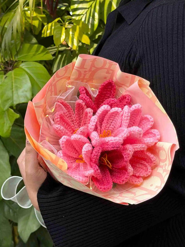 Pink Bloom Lily Bouquet with Lights