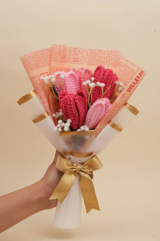 MultiPink Tulips with Baby's Breath